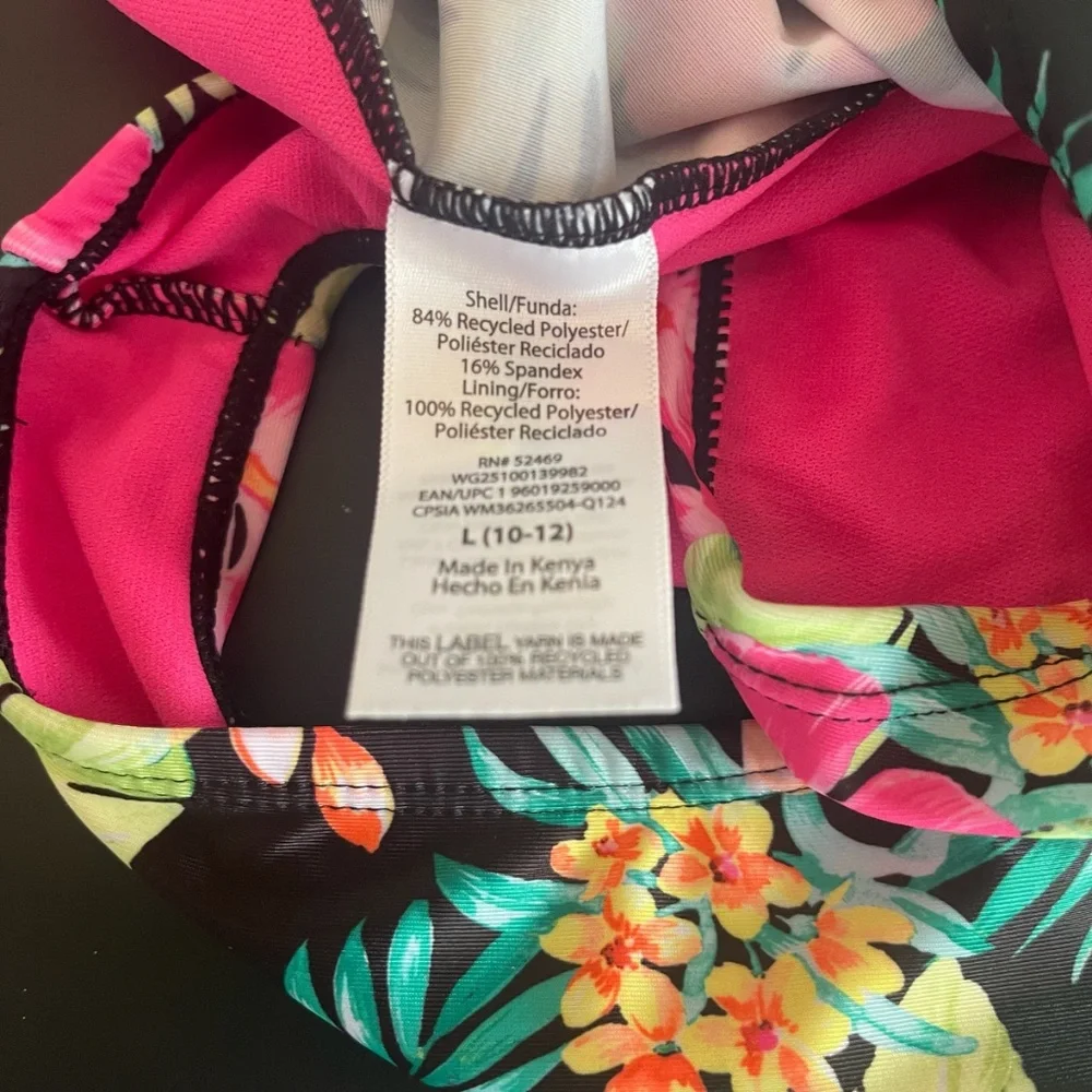 Wonder Nation Girls Tankini Two Piece Tropical‎ Swimsuit Size L 10/12